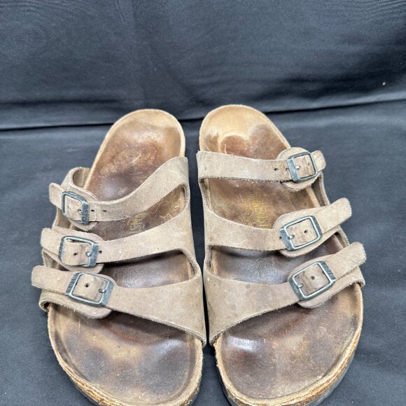 Birkenstock Birkis Florida Brown Tan 3 Buckle Strap Sandals Womens 37(6.5) - Picture 4 of 7
